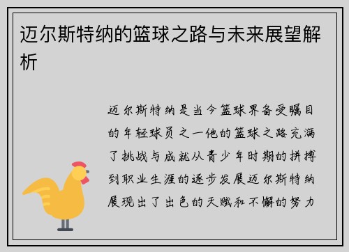 迈尔斯特纳的篮球之路与未来展望解析